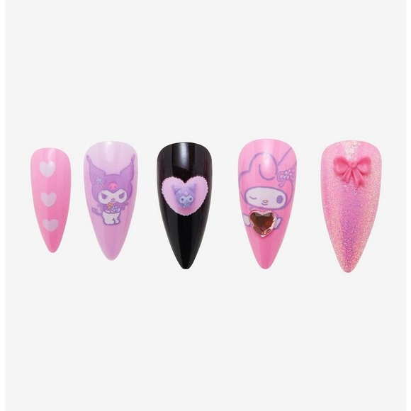My Melody & Kuromi Bows Faux Nail Set - Picture 2 of 2